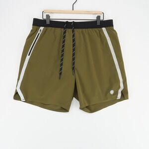 Outerknown Active Shorts Mens Large Olive 2-in-1‎ Running Reflective Zip Pockets